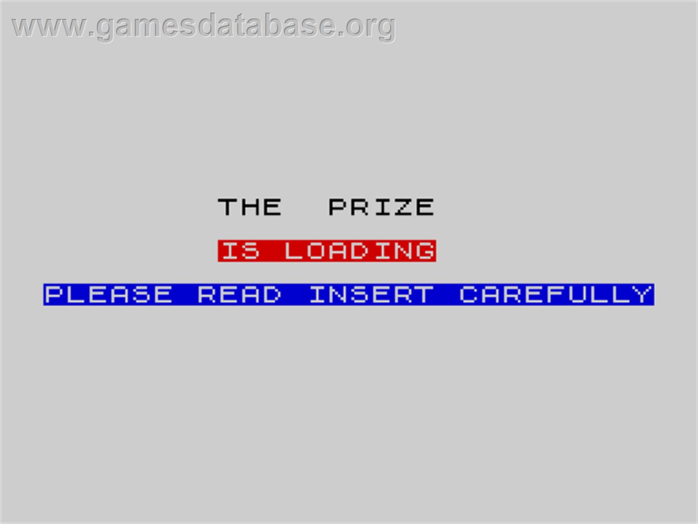 Prize, The - Sinclair ZX Spectrum - Artwork - Title Screen