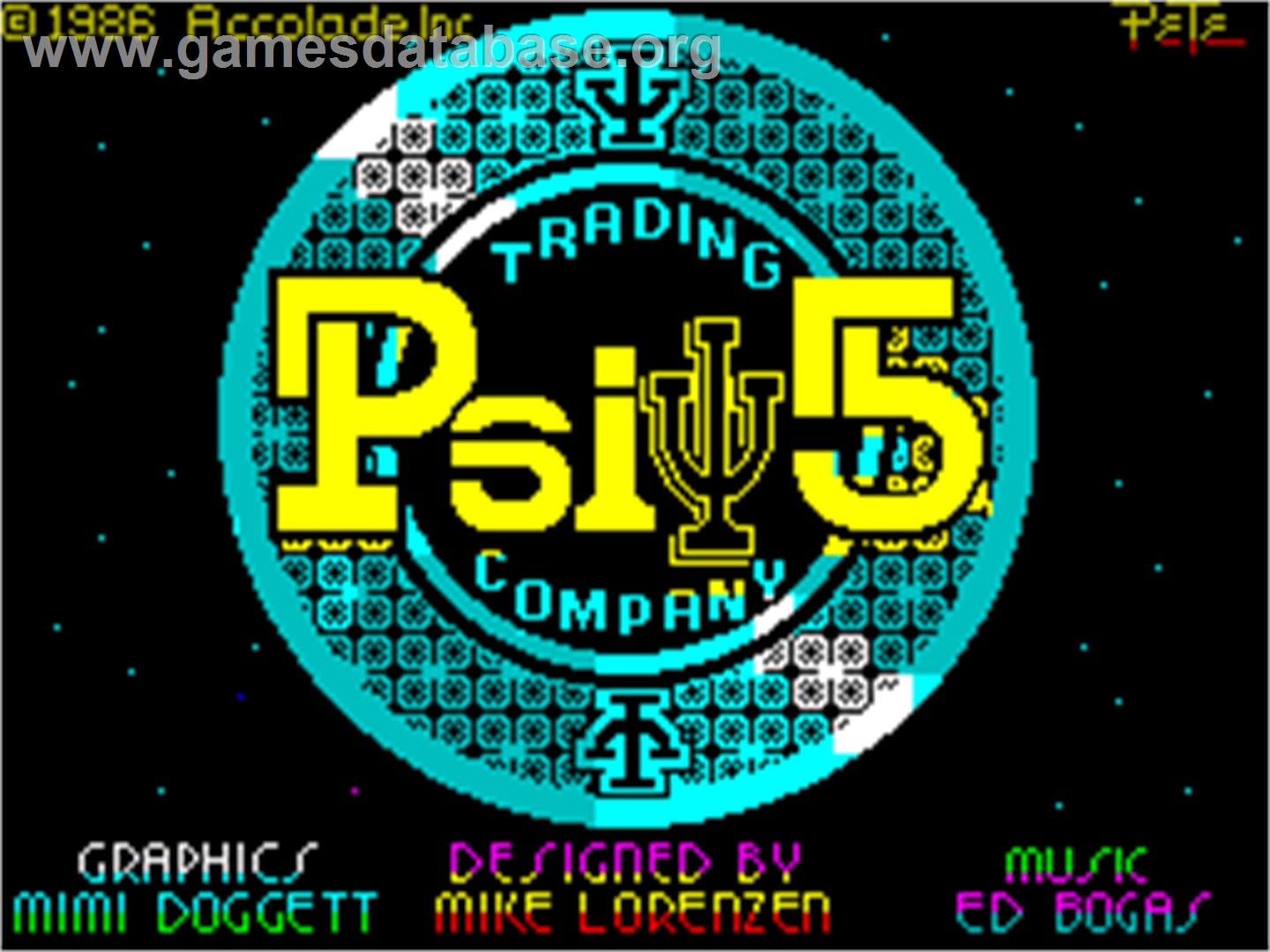 Psi-5 Trading Company - Sinclair ZX Spectrum - Artwork - Title Screen