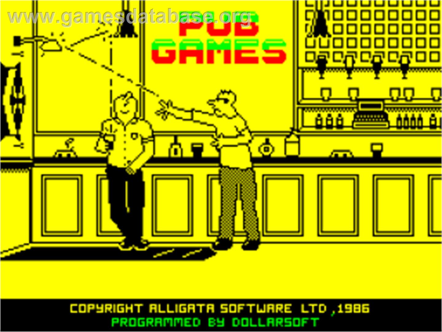Pub Games - Sinclair ZX Spectrum - Artwork - Title Screen