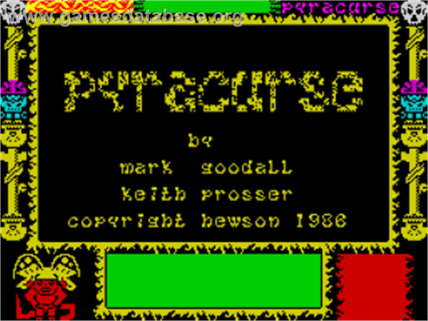 Pyracurse - Sinclair ZX Spectrum - Artwork - Title Screen