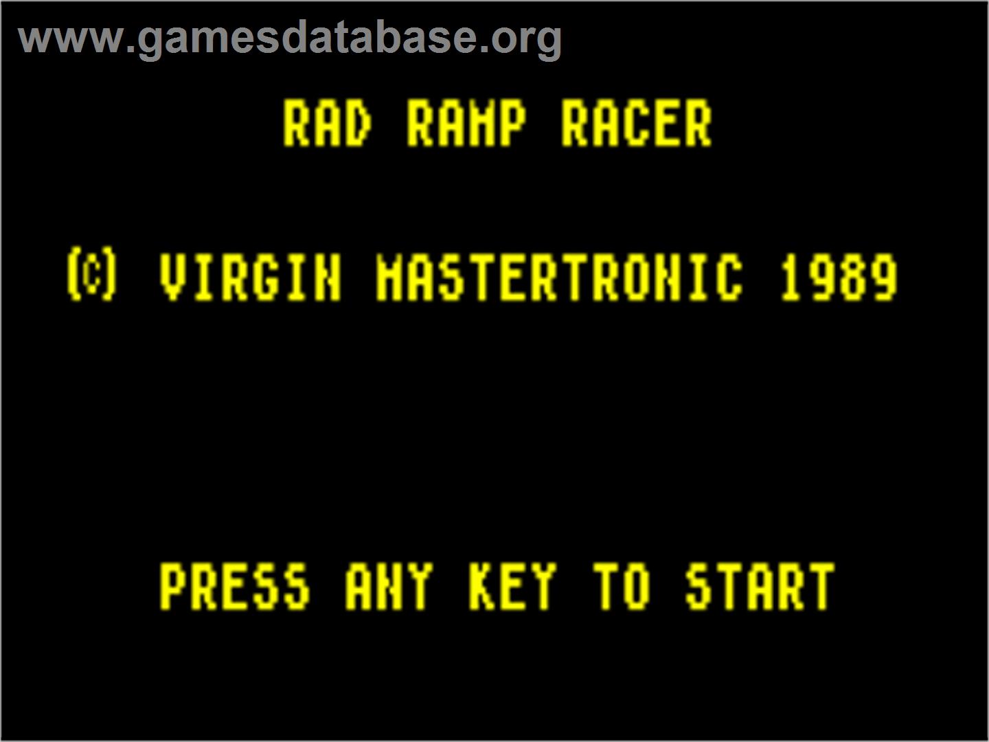 Rad Ramp Racer - Sinclair ZX Spectrum - Artwork - Title Screen