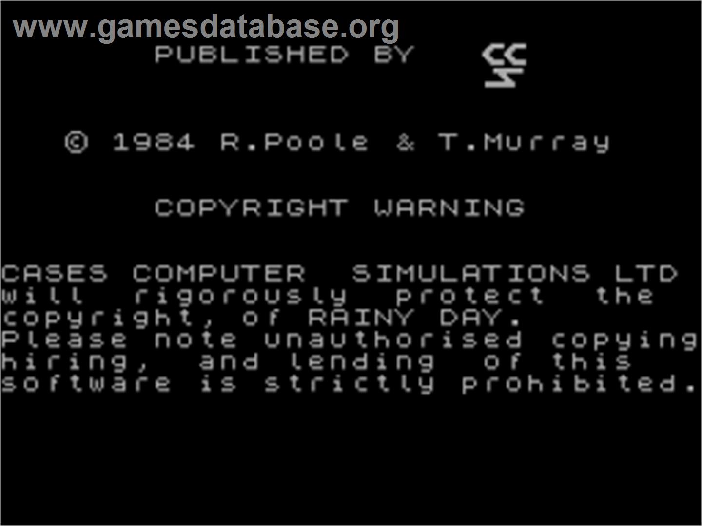 Rainy Day - Sinclair ZX Spectrum - Artwork - Title Screen