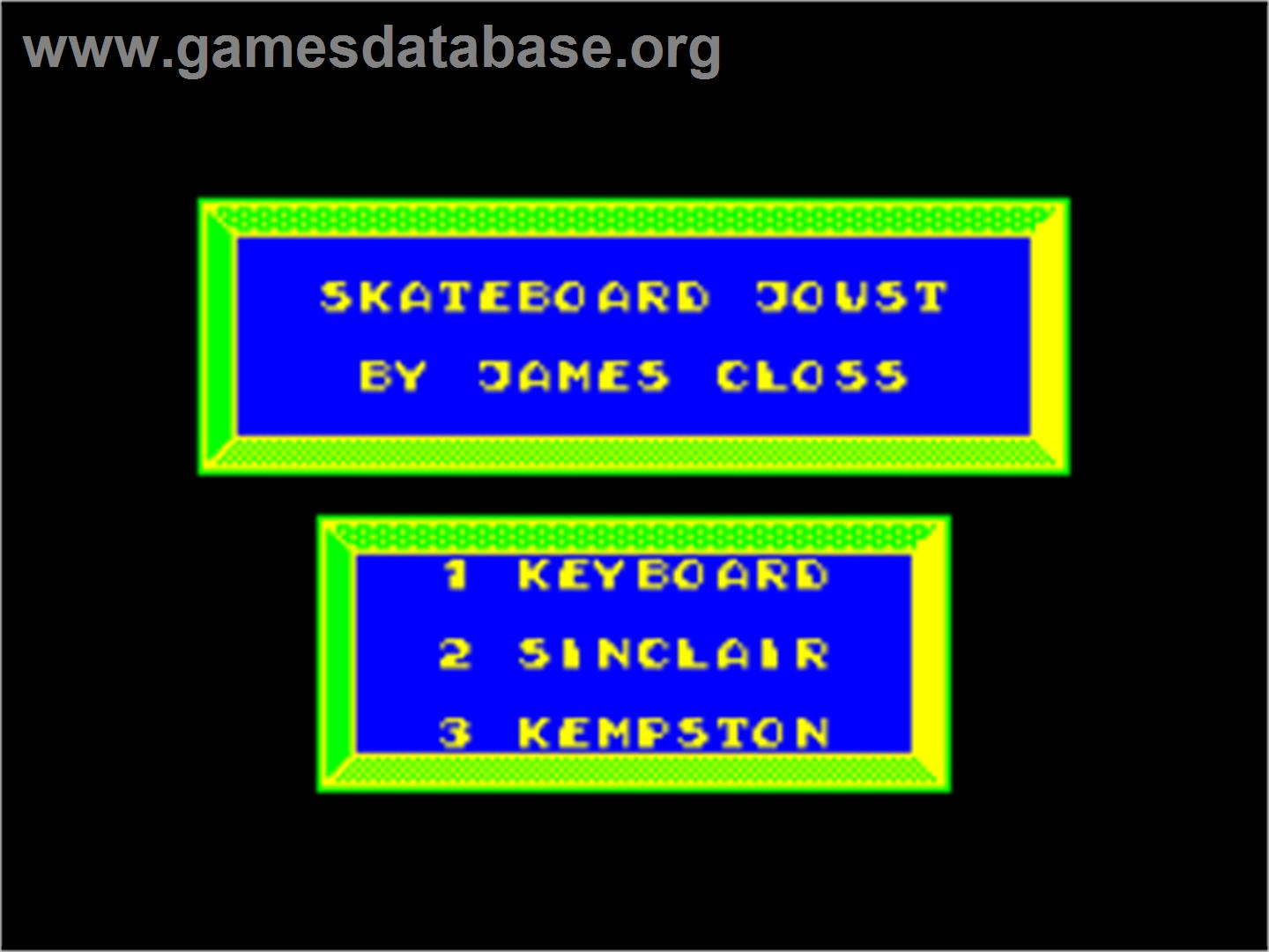 Skateboard Joust - Sinclair ZX Spectrum - Artwork - Title Screen