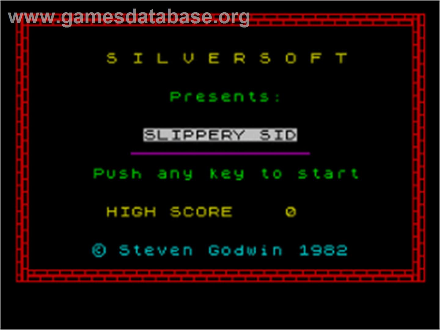 Slippery Sid - Sinclair ZX Spectrum - Artwork - Title Screen