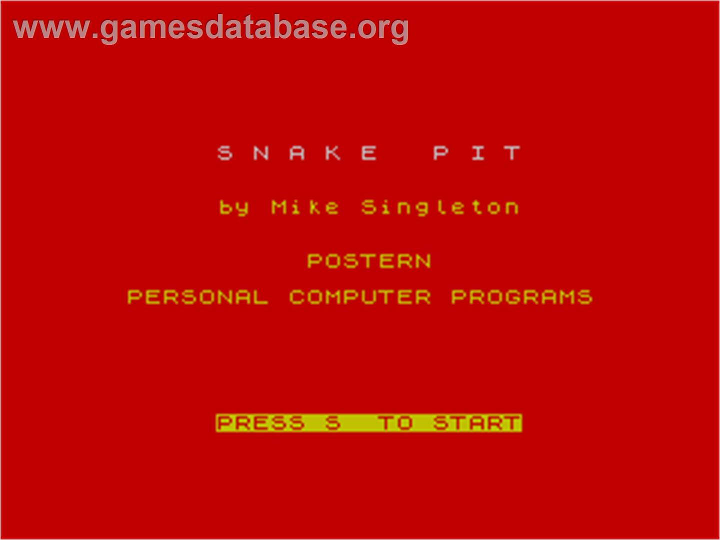 Snake Pit - Sinclair ZX Spectrum - Artwork - Title Screen