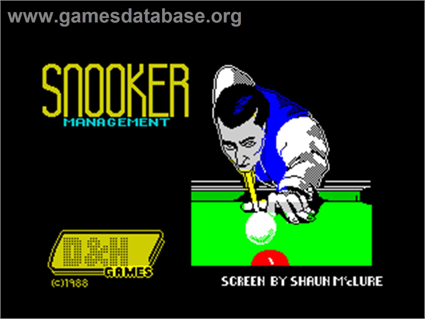 Snooker Management - Sinclair ZX Spectrum - Artwork - Title Screen