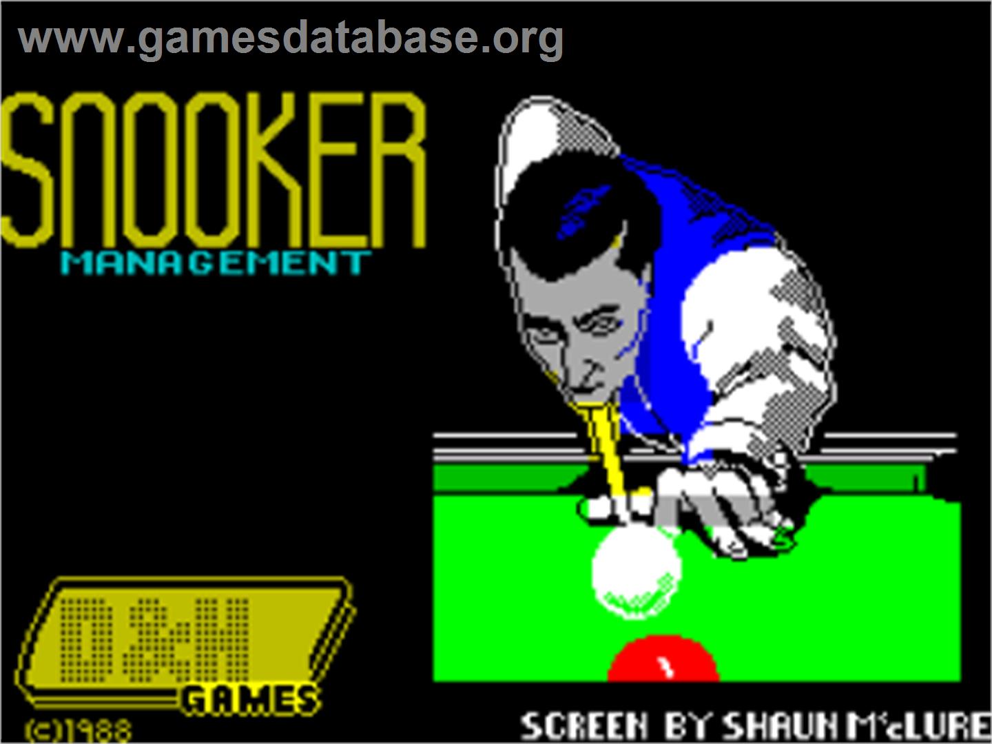 Snooker Manager - Sinclair ZX Spectrum - Artwork - Title Screen