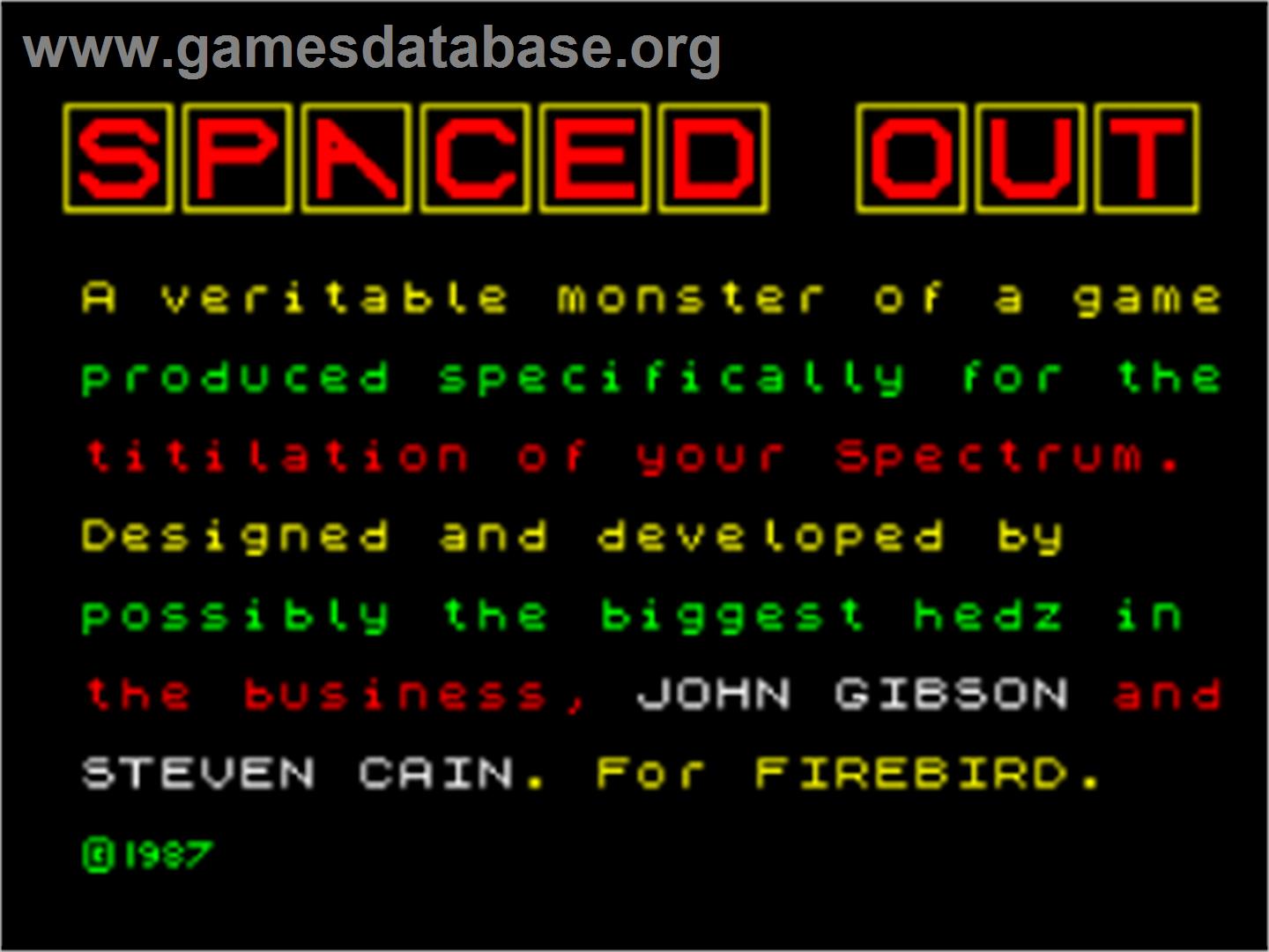 Spaced Out - Sinclair ZX Spectrum - Artwork - Title Screen