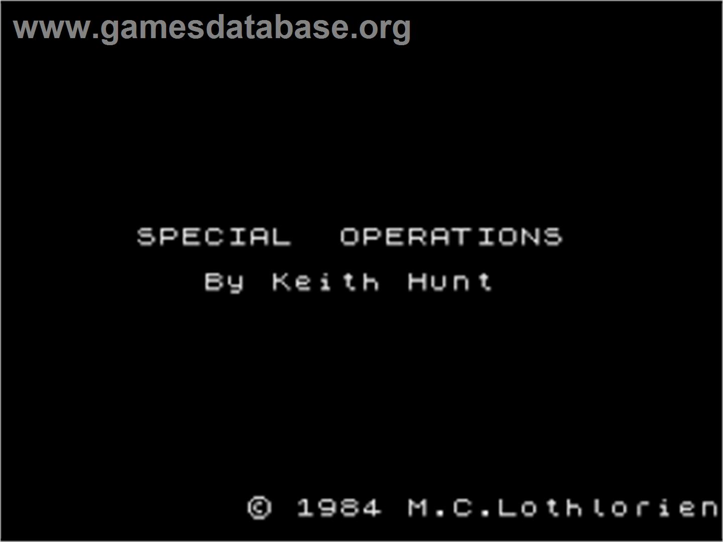 Special Operations - Sinclair ZX Spectrum - Artwork - Title Screen