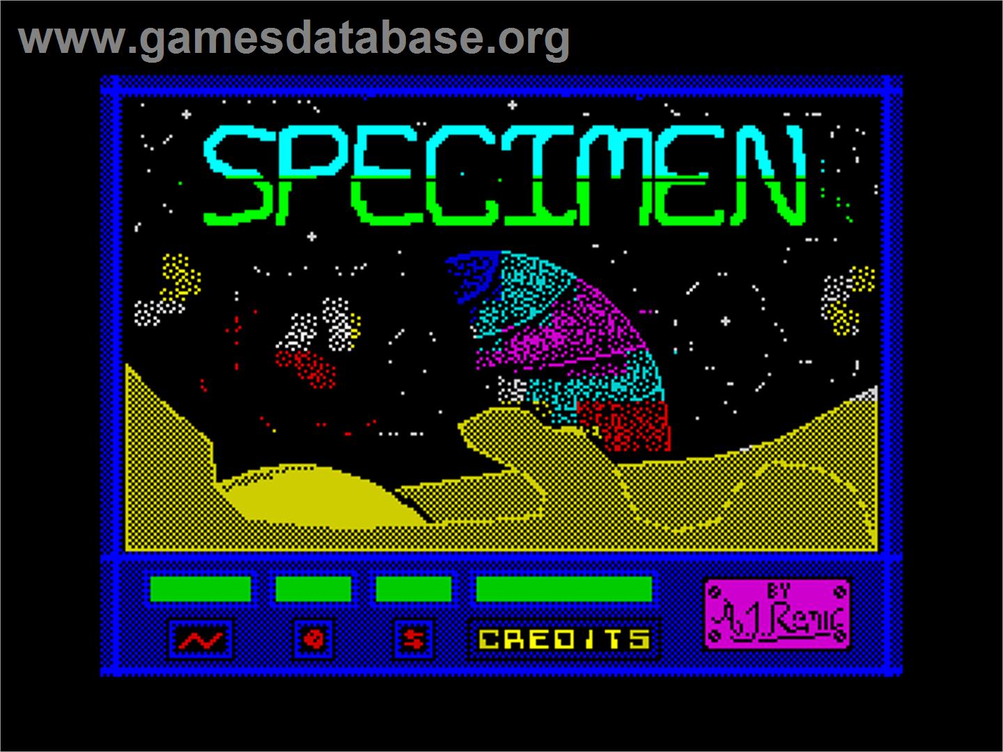 Specimen - Sinclair ZX Spectrum - Artwork - Title Screen
