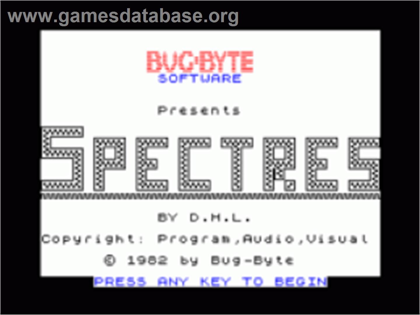 Spectres - Sinclair ZX Spectrum - Artwork - Title Screen