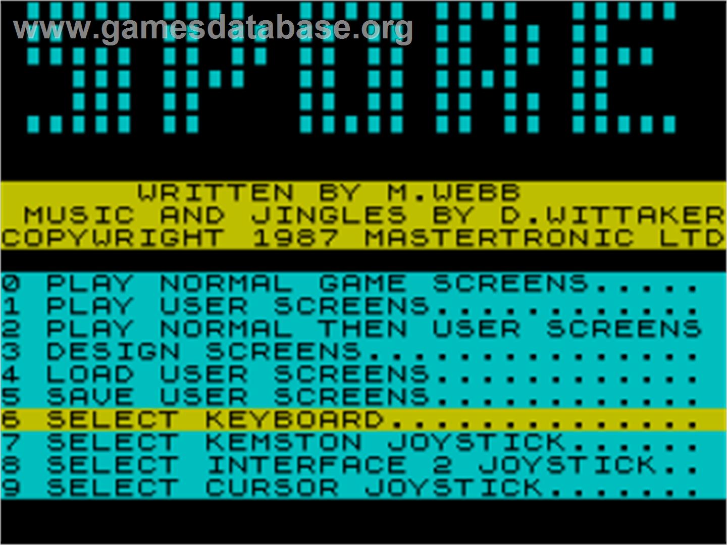 Spore - Sinclair ZX Spectrum - Artwork - Title Screen