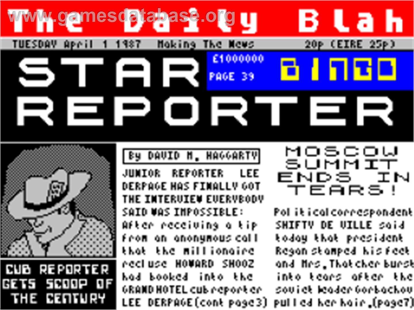 Star Reporter - Sinclair ZX Spectrum - Artwork - Title Screen