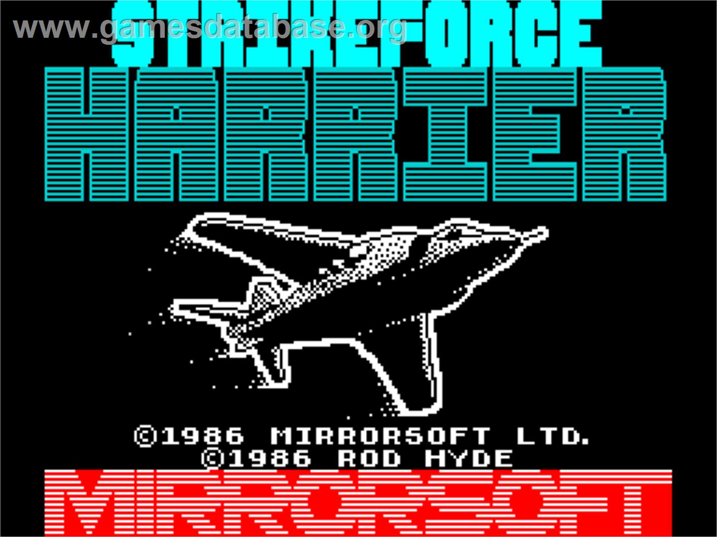 Strike Force Harrier - Sinclair ZX Spectrum - Artwork - Title Screen