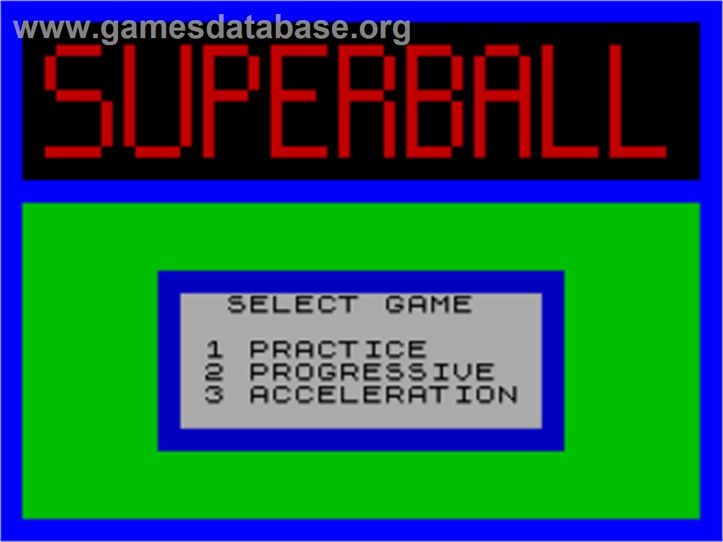 Super Ball - Sinclair ZX Spectrum - Artwork - Title Screen