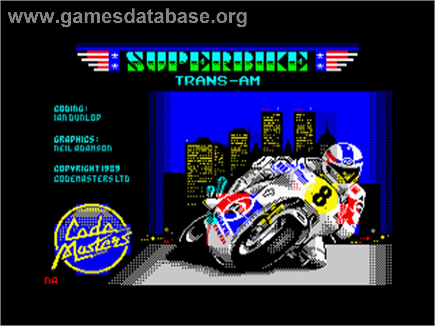 Super Bike TransAm - Sinclair ZX Spectrum - Artwork - Title Screen
