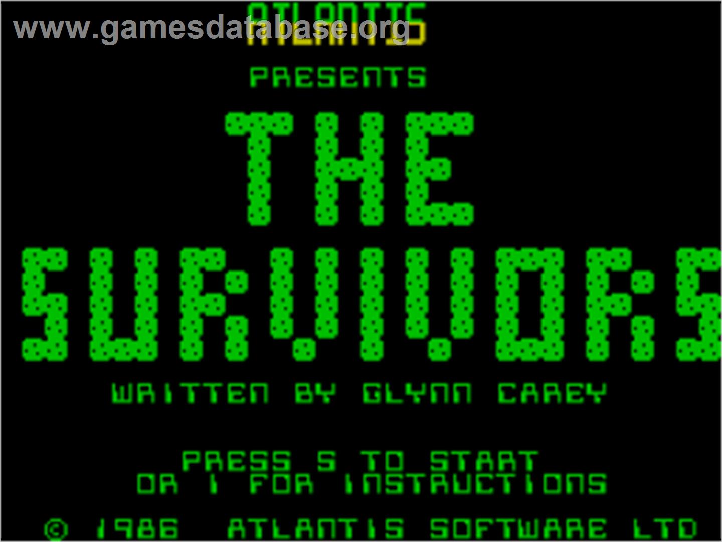 Survivors - Sinclair ZX Spectrum - Artwork - Title Screen