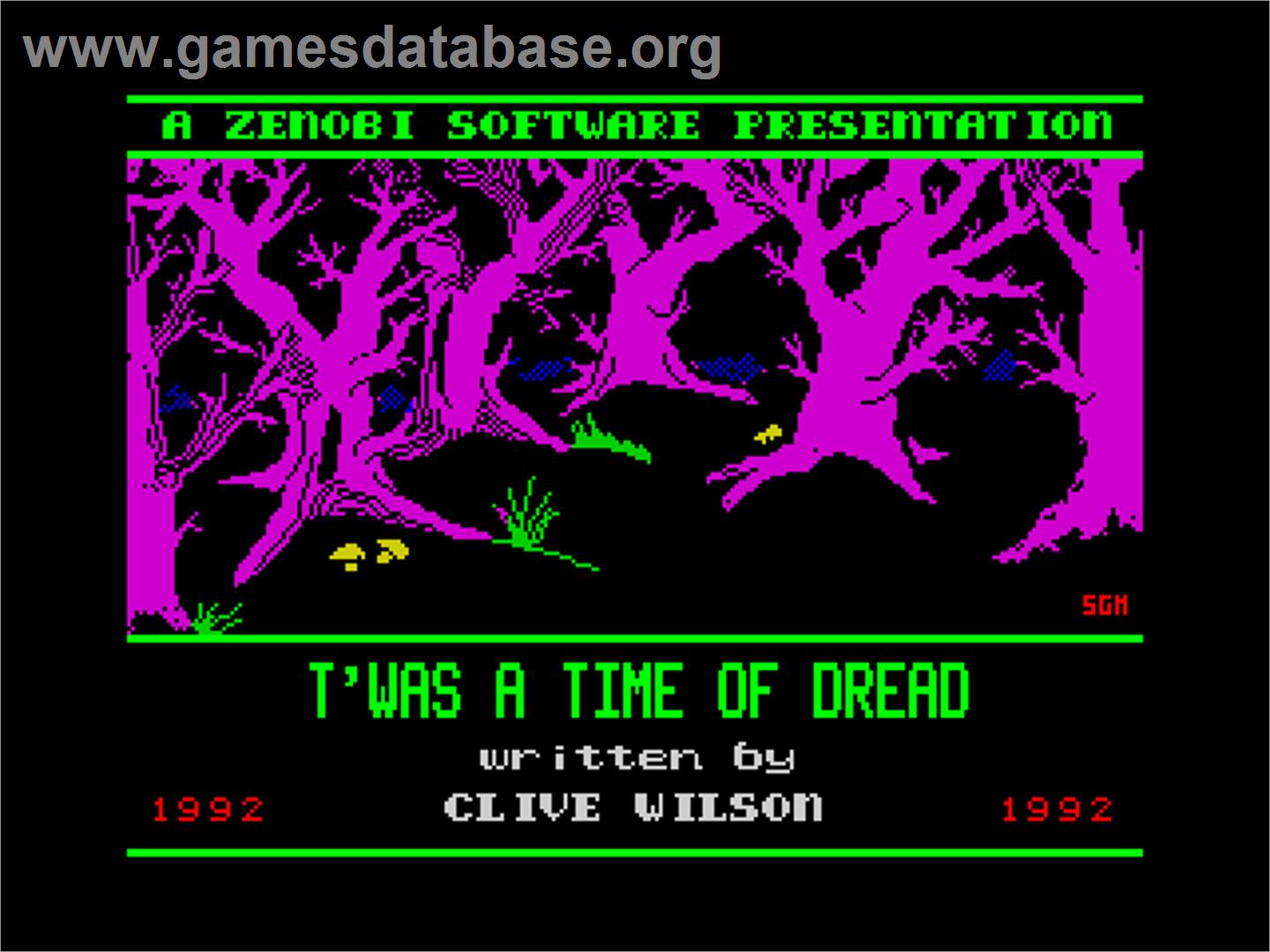 T'was A Time Of Dread - Sinclair ZX Spectrum - Artwork - Title Screen