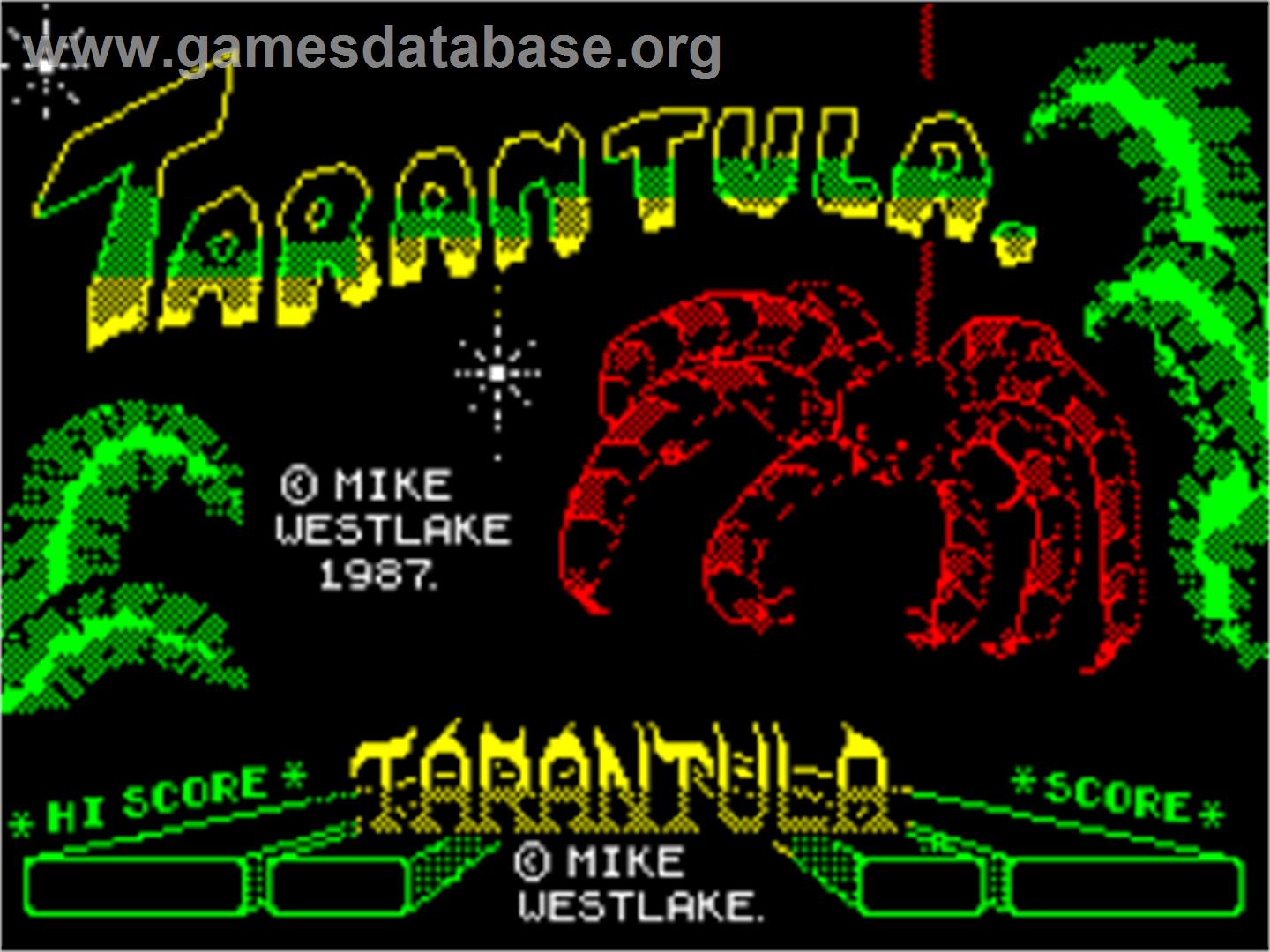 Tarantula - Sinclair ZX Spectrum - Artwork - Title Screen