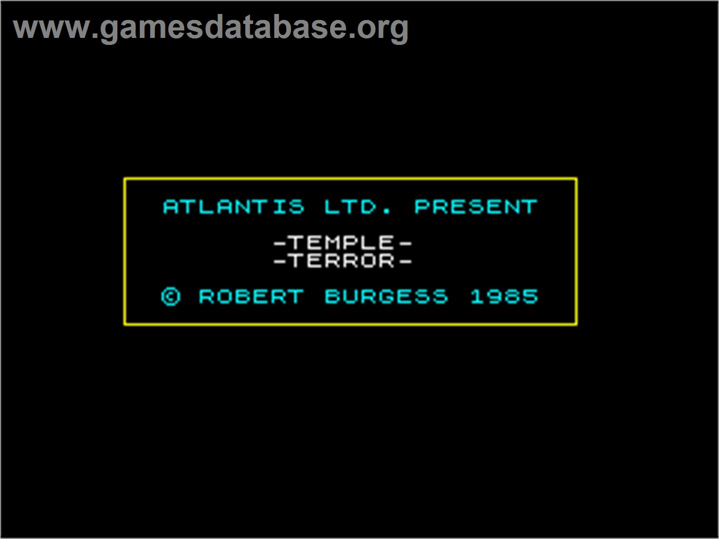Temple Terror - Sinclair ZX Spectrum - Artwork - Title Screen