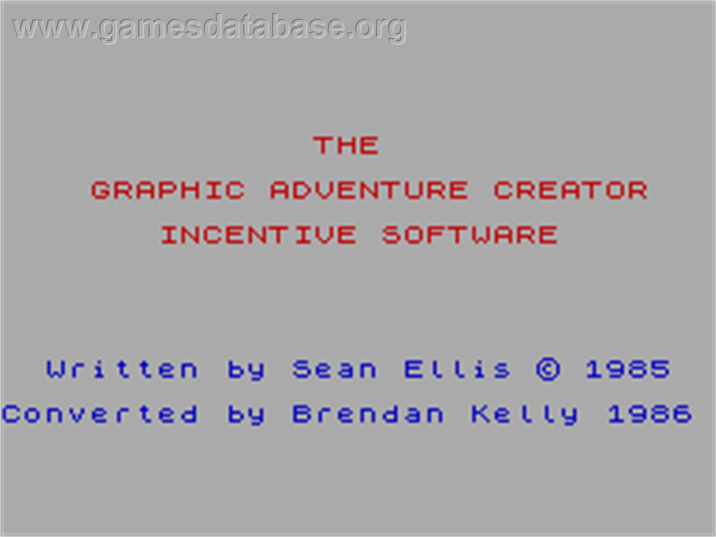 The Graphic Adventure Creator - Sinclair ZX Spectrum - Artwork - Title Screen