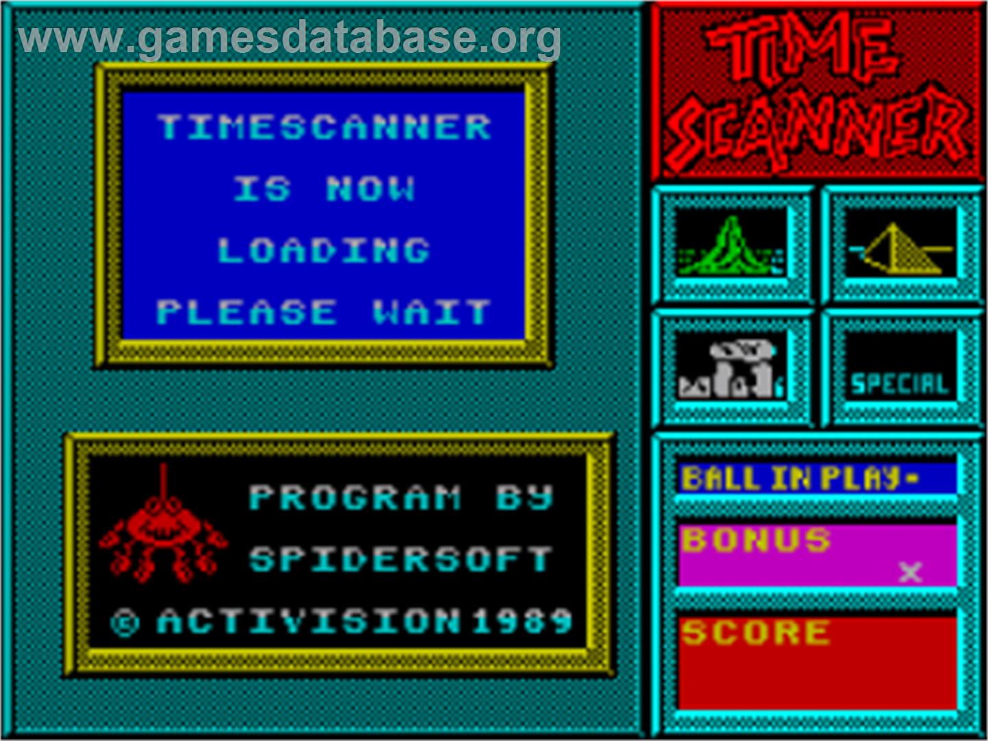 Time Scanner - Sinclair ZX Spectrum - Artwork - Title Screen