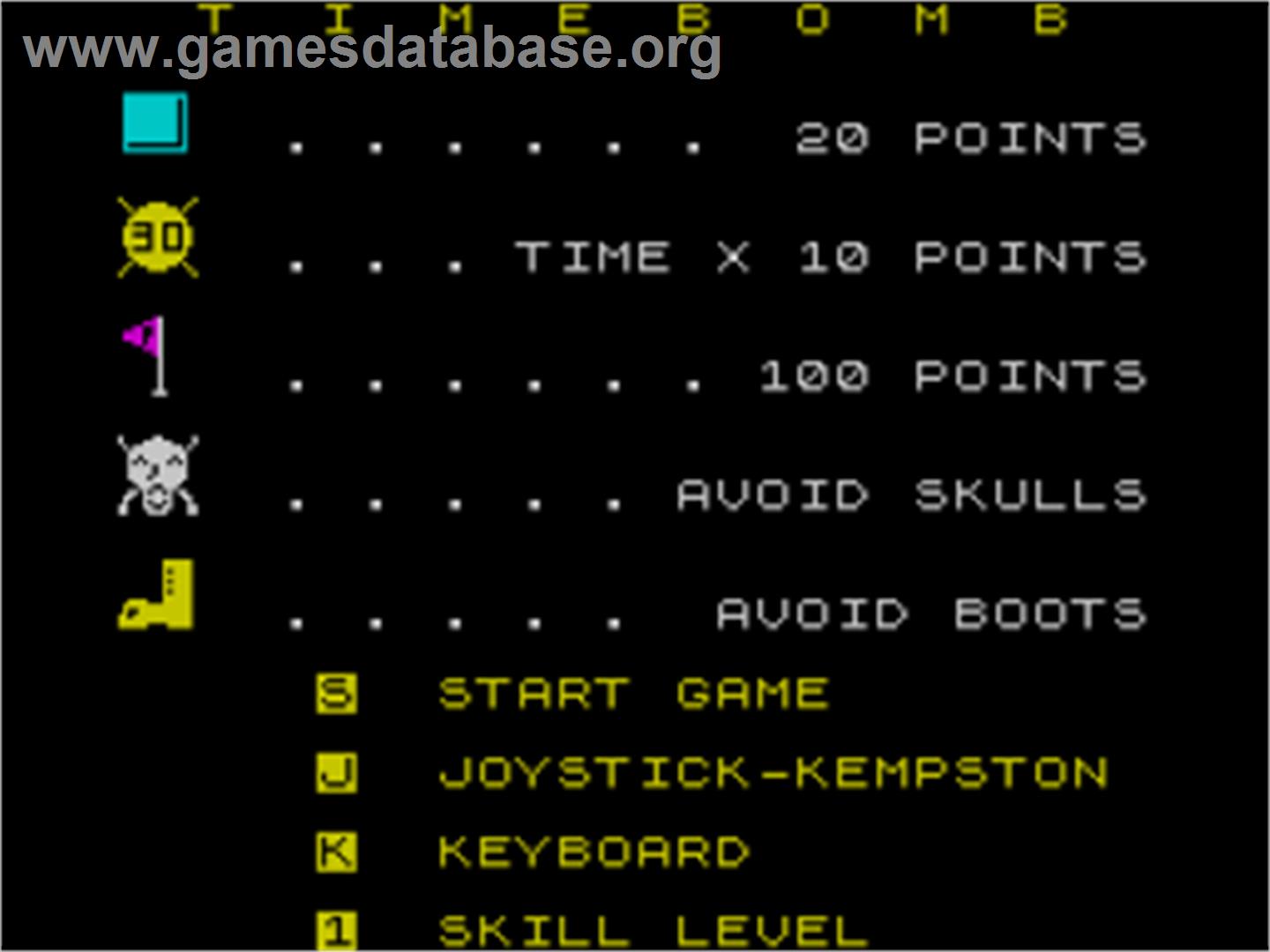 Timebomb - Sinclair ZX Spectrum - Artwork - Title Screen
