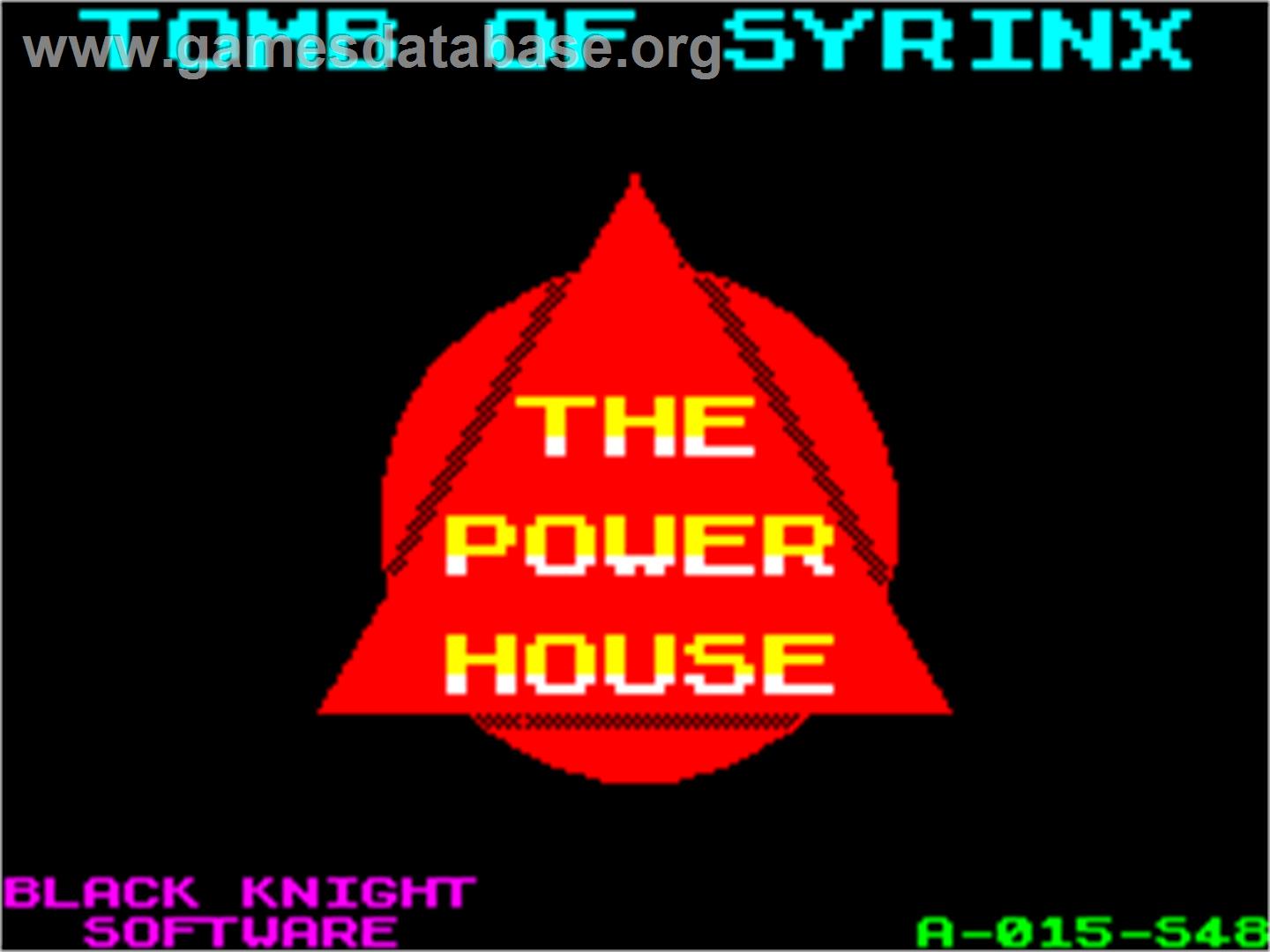 Tomb of Syrinx - Sinclair ZX Spectrum - Artwork - Title Screen