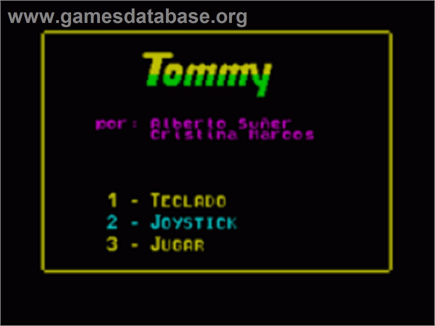 Tommy - Sinclair ZX Spectrum - Artwork - Title Screen