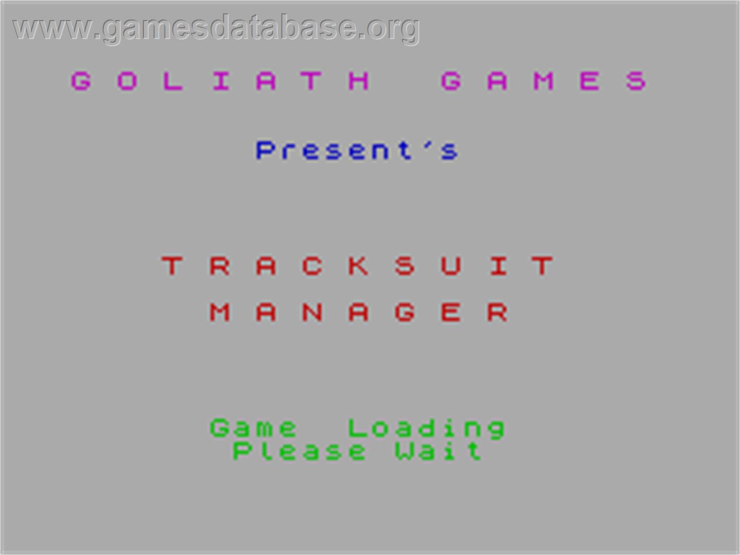 Tracksuit Manager - Sinclair ZX Spectrum - Artwork - Title Screen