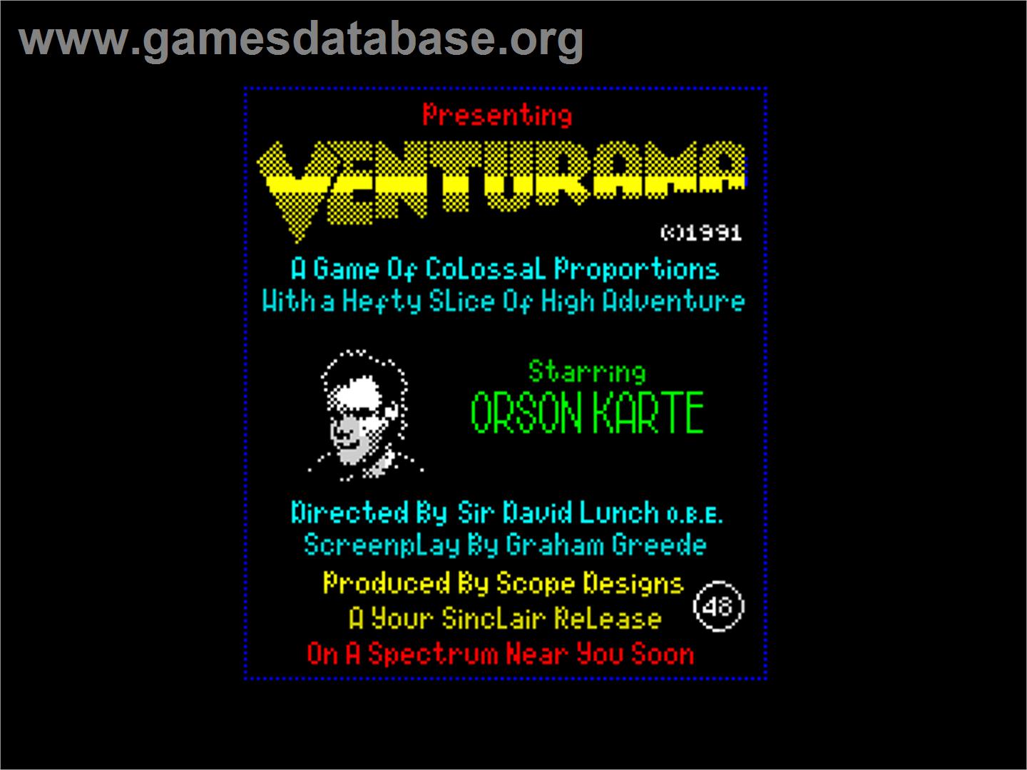 Venturama - Sinclair ZX Spectrum - Artwork - Title Screen