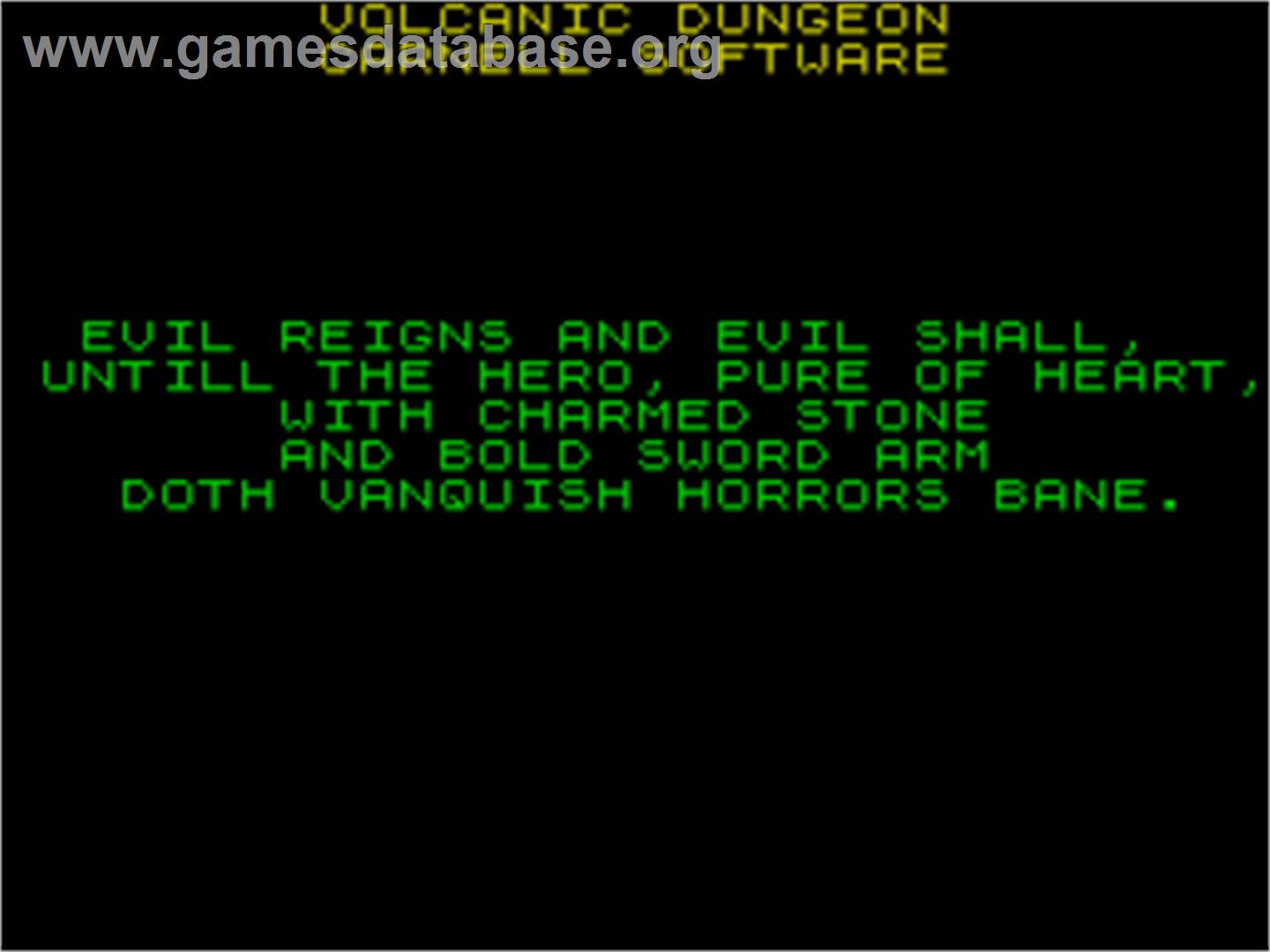 Volcanic Dungeon - Sinclair ZX Spectrum - Artwork - Title Screen