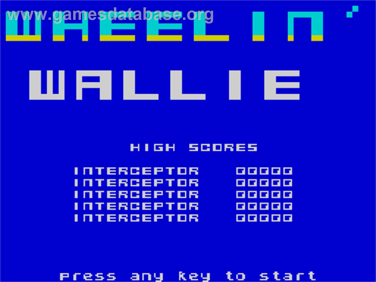 Wheelin Wallie - Sinclair ZX Spectrum - Artwork - Title Screen