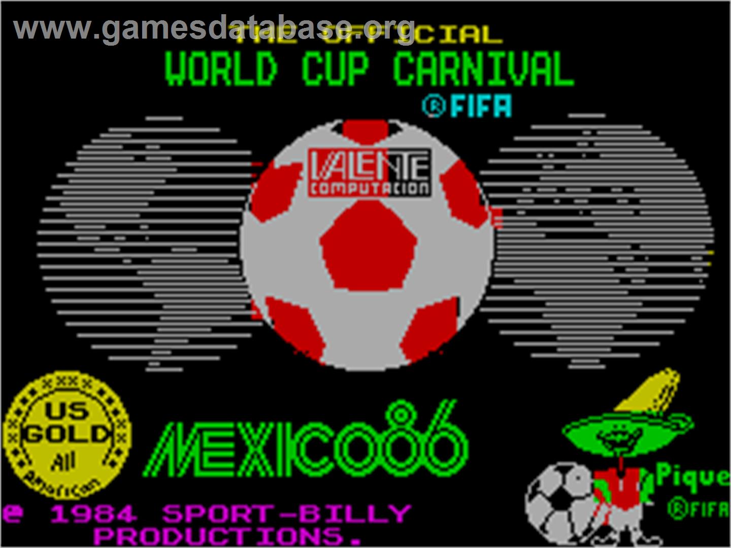 World Cup Carnival - Sinclair ZX Spectrum - Artwork - Title Screen