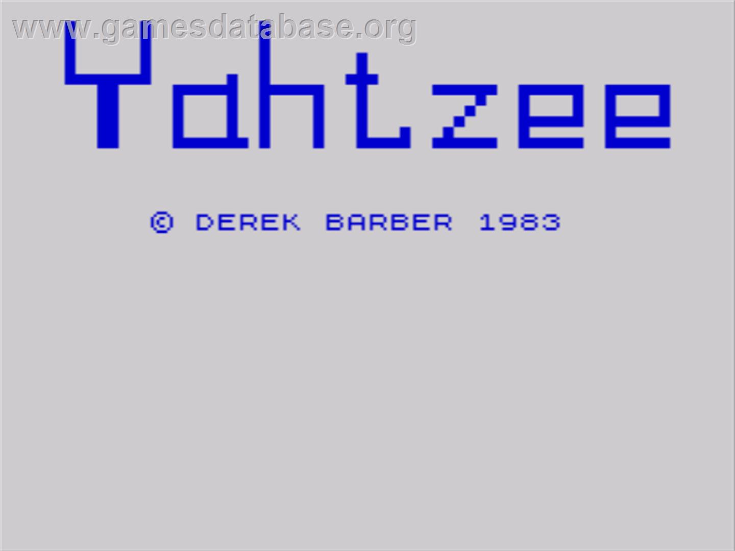 Yahtzee - Sinclair ZX Spectrum - Artwork - Title Screen