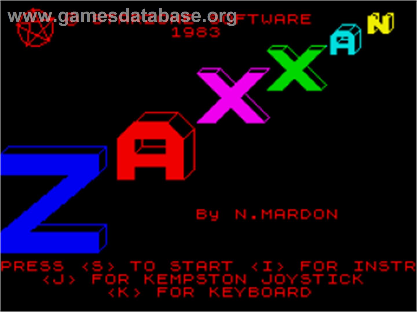 Zaxxan - Sinclair ZX Spectrum - Artwork - Title Screen