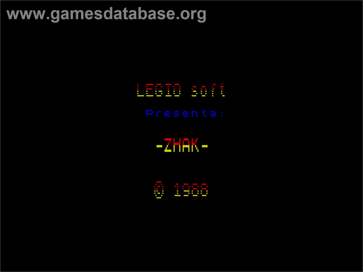 Zhak - Sinclair ZX Spectrum - Artwork - Title Screen