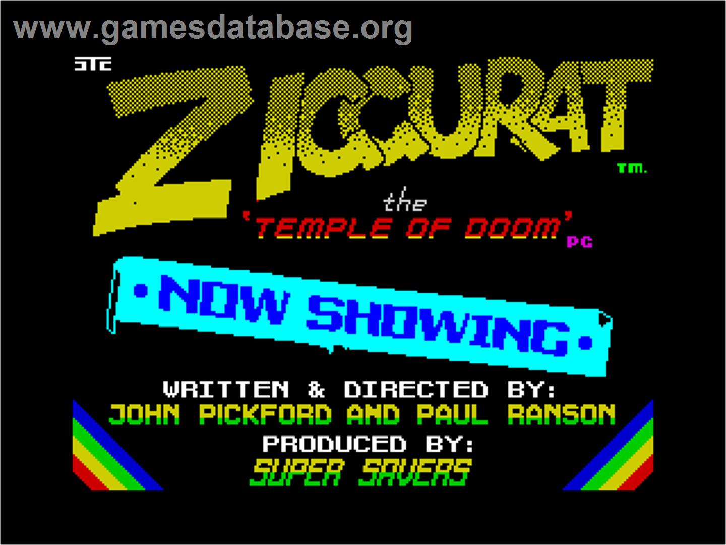 Ziggurat - The Temple Of Doom - Sinclair ZX Spectrum - Artwork - Title Screen