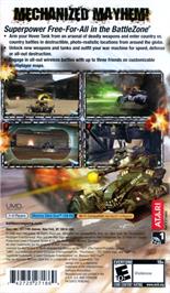 Box back cover for Battlezone on the Sony PSP.
