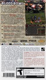 Box back cover for Blood Bowl on the Sony PSP.