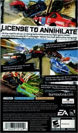 Box back cover for Burnout Legends on the Sony PSP.