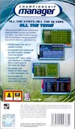 Box back cover for Championship Manager on the Sony PSP.