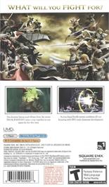 Box back cover for Final Fantasy - Dissidia on the Sony PSP.
