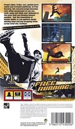 Box back cover for Free Running on the Sony PSP.