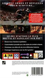 Box back cover for Gladiator Begins on the Sony PSP.