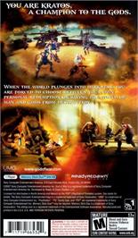 Box back cover for God Of War - Chains Of Olympus on the Sony PSP.