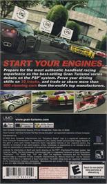Box back cover for Gran Turismo on the Sony PSP.