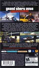 Box back cover for Gta - Liberty City Stories on the Sony PSP.