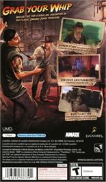 Box back cover for Indiana Jones And The Staff Of Kings on the Sony PSP.