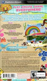 Box back cover for Littlebigplanet on the Sony PSP.